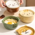 thumbnail image 4 of Tazones de Fideos de Perro de CeráMica Japonesa de con Tapas Animal Sopa Ensalada Frutero Cocina Vajilla A, 4 of 5