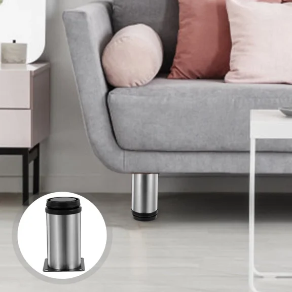 4Pcs Stainless Steel Kitchen Adjustable Feet Round Furniture Legs (Silver)