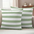 thumbnail image 6 of 2 Pack Outdoor Waterproof Throw Pillow Covers,Minimalism Sage Green White Stripe Decorative Square Patio Pillowcases for Chair Couch Sofa 16x16in, 6 of 9