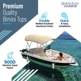 thumbnail image 2 of NEH 4-Bow Boat Bimini Top Boat Cover w/ Rear Support Poles 91-96"W, Fade-Proof, 900D Marine Canvas, Storage Boot, Sun Shade Canopy for Pontoon, V-Hull, Fishing, Jon Boat - 8'L x 54"H (Sand), 2 of 9