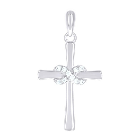 925 Sterling Silver Womens Cubic-Zirconia Infinity Cross Religious Charm Pendant