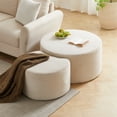 thumbnail image 3 of GZXS Modern Round Nesting Tables Set of 2 - Beige Corduroy Foam Upholstered Ottomans with Contour Design, No Assembly Needed, for Living Room and Bedroom, 3 of 9