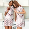 thumbnail image 4 of Honeii Heartbeat Symbol Print Women's Loose Short Sleeve Nightgown, Soft Cotton Sleepwear, Comfy Loose Fit Pajama Dress for Sleep and Lounge, 4 of 6