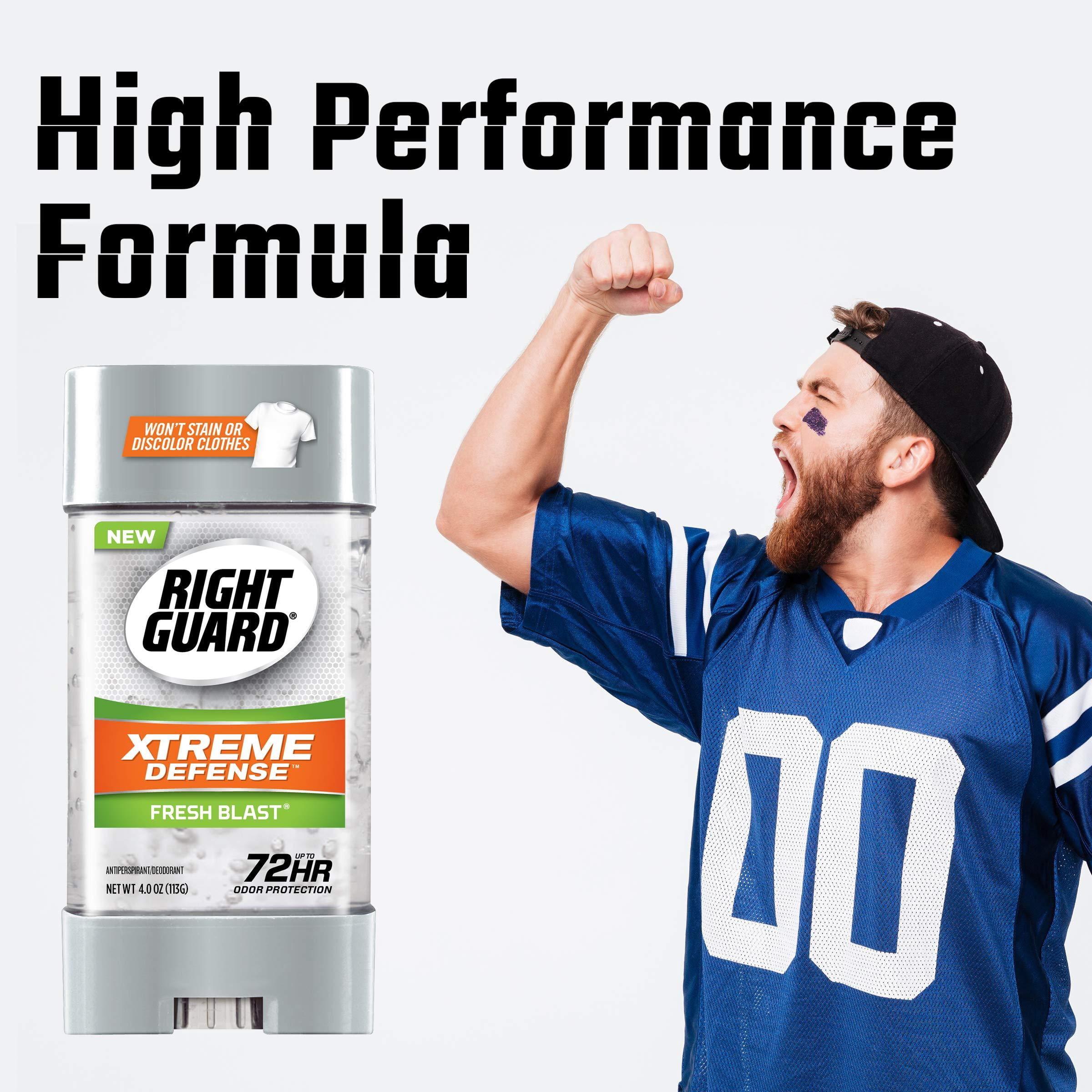 Right Guard Xtreme Defense Antiperspirant Deodorant Gel, Fresh Blast, 4 Ounce, 4 count