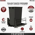 thumbnail image 3 of Rev-A-Shelf 53WC-1550SCDM-118 50 Qt Pullout Waste Container Trashcan, Black, 3 of 12