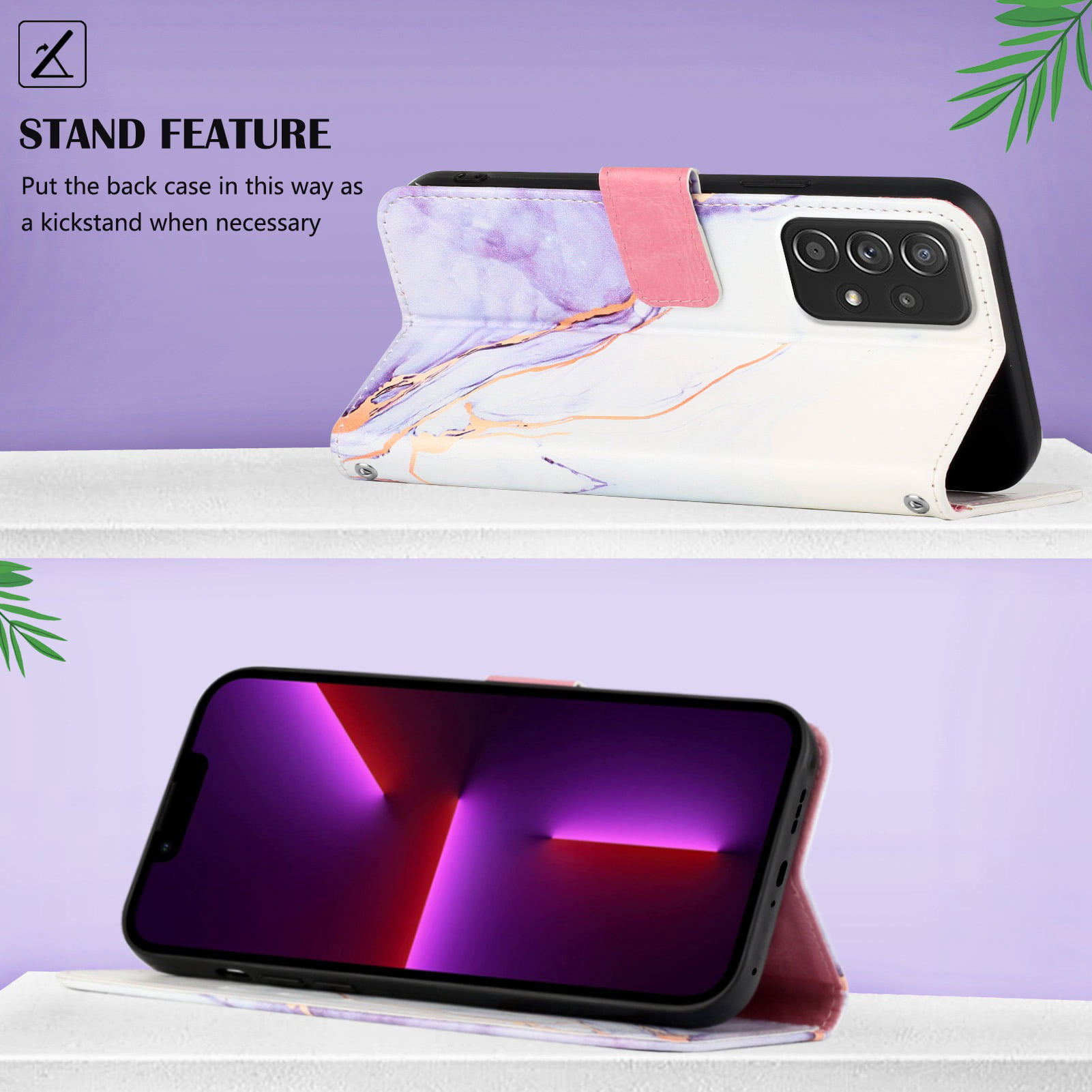  phylla Samsung Galaxy A23 6.6 Phone Case with Plating Heart  Wrist Strap Kickstand Luxury Cute Love Heart Camera Protection Cover Soft  Shockproof Bumper for Galaxy A23 4g/5g Universal-Purple : Cell Phones