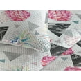 thumbnail image 3 of Ambesonne Tropical Quilted Bedspread Set 3 Pcs, Triangle Pineapple Plot, Twin, Charcoal Grey and Hot Pink, 3 of 4