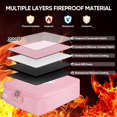 thumbnail image 3 of Fireproof Document Box with Lock, Portable Fireproof Waterproof Document Bag, Fire Proof File Box for Documents, File Organizer Box for Important Paperwork, Pink, 15''x11''x4'', 3 of 5