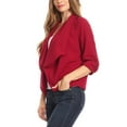 thumbnail image 4 of MOA COLLECTION Women's Solid Fitted Blazer 3/4 Sleeve Open Front Casual Design, 4 of 6