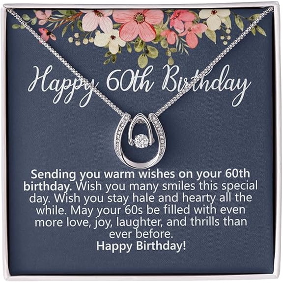 60th Birthday Gifts For Women, 60th Birthday Gifts For Mom, 60th Birthday Gifts For Women Necklace, 60th Birthday Gifts For Her with Messege Card
