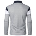 thumbnail image 2 of SOMOWI Graphic Tees for Men Patchwork Splicing Button Turn Down Long Sleeve Grey Fall Top 3XL, 2 of 4