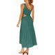 thumbnail image 5 of SAYOO vestidos largos acampanados para mujer 2022, verano sin mangas de un hombro fruncido Color sólido recorte de una pieza SAYOO casual, 5 of 6