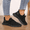 Black, variant on New Women's Casual Sneakers for Fall/Winter - Solid Colors, Versatile & Fashionable, Perfect for Outdoor Sports, Tennis, Running, Hiking. Thick Sole, Wear-Resistant Slip-On.