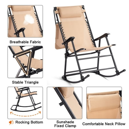 Folding Zero Gravity Rocking Chair, Zero Gravity Rocking Chair With Canopy