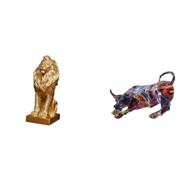 Figura de león, estatua de toro, escultura de animal de resina, adorno de mesa, diseño creativo, acabado liso, ideal para regalar, decoración del