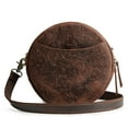 thumbnail image 1 of Bandolera S-ZONE Leather Circle para mujer, color marrón oscuro, 1 of 7