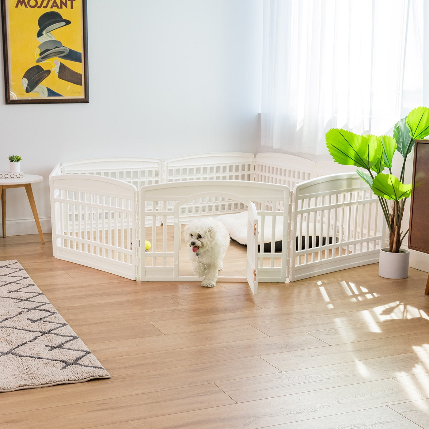 IRIS 24-In Dog Playpen - Pet Exercise Pen with Door - 4 to 8 Panel Sizes, White