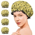thumbnail image 7 of Shower Caps,Yellow Cute Hedgehog Waterproof Shower Cap for Women 4 Pieces,Double Reusable Hair Cover for Shower PEVA Elastic Stretch Hem, 7 of 7