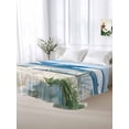 thumbnail image 5 of Nautical Sea Wave Blue King Size Flat Sheet, Wrinkleproof & Fadeproof Cooling Flat Bed Sheet Only, Ocean Coastal Beach Plant Breathable Soft Bedding Top Sheets 105 x 98 Inches, 5 of 8