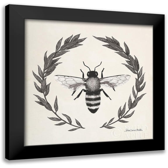 Miller, Sara Zieve 12x12 Black Modern Framed Museum Art Print Titled - Happy to Bee Home I Neutral