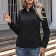 thumbnail image 5 of KDDYLITQ Women's Button Down Dress Shirts Wrinkle Free Long Sleeve Shirts Solid Work Business Stain Shield Shirts Black S, 5 of 6