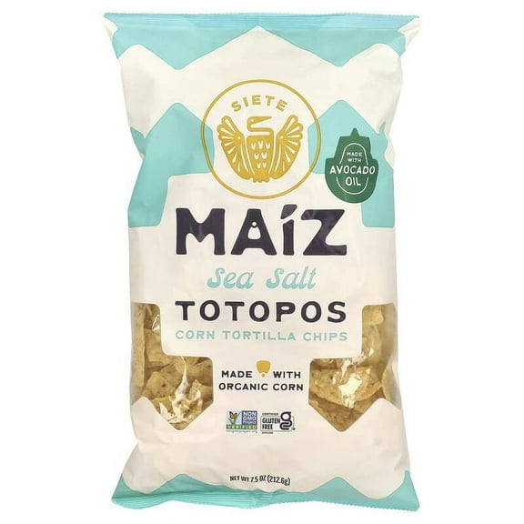 Siete, Maiz Totopos Corn Tortilla Chips, Sea Salt, 7.5 oz Pack of 4