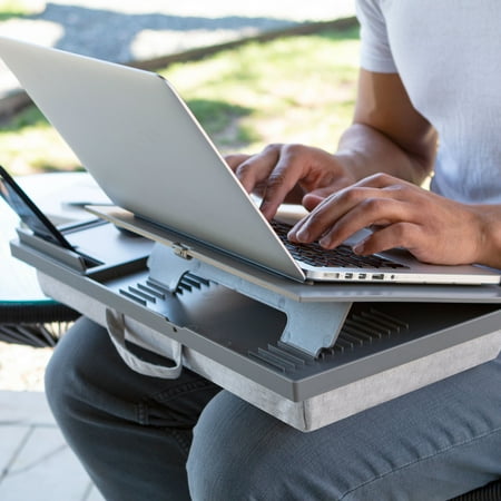 LapGear - Ergo Pro Adjustable Lap Desk for 15.6" Laptop or Tablet - Gray Herringbone