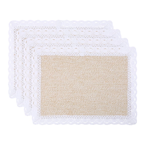 Unique Bargains Rustic Set of 4 Rectangle Woven Placemats Beige 17.7x11.8inch