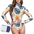 thumbnail image 3 of Aloha Totem Mask Leaves Women's Mock Turtle Neck Long Sleeve Tops Bodysuit Jumpsuit One Piece Leotards Shirt, 3 of 8