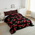 thumbnail image 3 of Manfei Red Cherry 2pcs Bedding Comforter Set,Kawaii Fruit Twin Comforter Sets,Cute Food Bedding Set,Microfiber Cartoon Bedroom Decoration,Reversible, 3 of 8