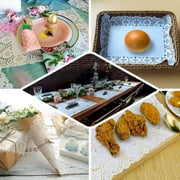 Efavormart 100 Pack Rectangle White Paper Doilies, Food Grade Lace Paper Placemats - 14L X 10W