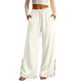 thumbnail image 2 of VBVC Women's Wide Leg Ruffle Hem Sweatpants , Drawstring Stretchy Trousers For Women , Ladies' Casual Lounge Pants with Pockets, S-2XL, 2 of 6