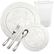 D'VINE COLLECTION ELEGANT CLEAR PLASTIC TABLEWARE PACKAGE (20 Serving)