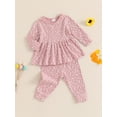 thumbnail image 6 of Aojekbee Toddler Girl Fall Outfits Floral Print Crew Neck Long Sleeve Tops Elastic Waist Long Pants 2Pcs Clothes Set, 6 of 10