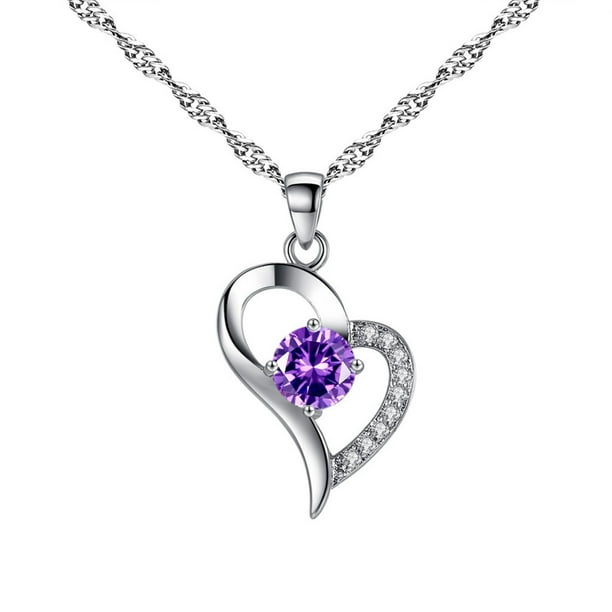 Outeck Hysiwenwomen Fashion Heart Pendant Necklace Heart Shape Love Crystal Necklace Jewelry Walmart Com Walmart Com