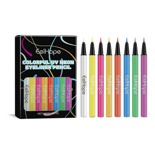 Juego de delineadores líquidos ZHAOCHENG 8 colores efecto neón UV delineadores de ojos mate a prueba de agua y manchas
