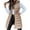 Khaki, variant on Fall Winter Women Sleeveless Long Vest Hooded Puffer Zipper Outwear Vest