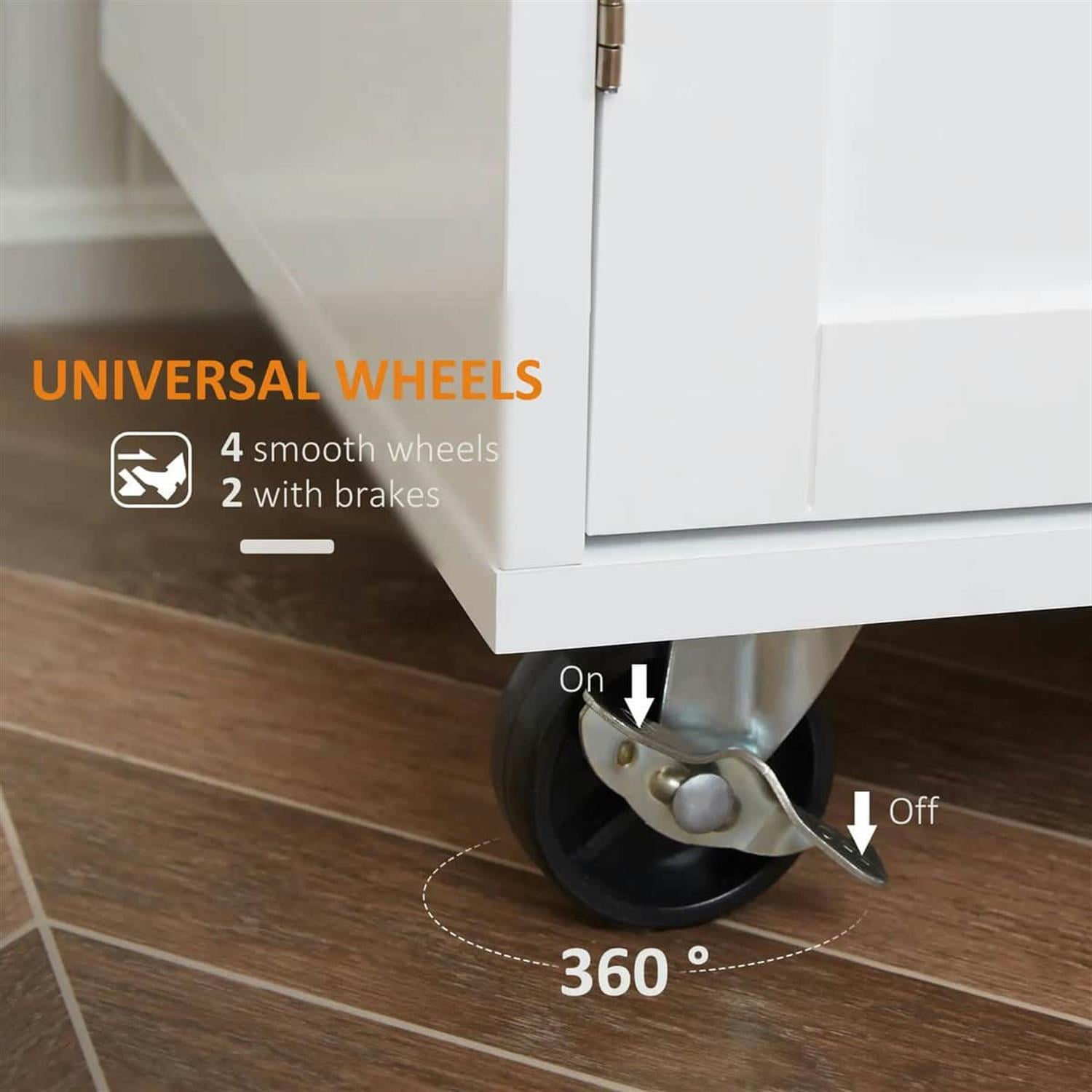 Demi Bonn 32" Kitchen Island Cart Rolling Trolley with Drawer, Storage & Towel Rack, Mobile Cart for Kitchen, Storage Solution, Space-Saving, White