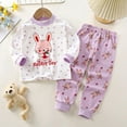 thumbnail image 2 of Odeerbi Baby Boys Girls Cotton Pajama Sets Cute Cartoon Print Pajamas Long Johns Fall Winter Thermal Underwear Set Long Sleeve Tops Printed Long Pants Sets Baby Clothes Purple, 2 of 3