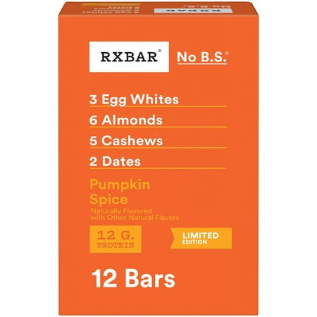 RXBAR, Pumpkin Spice Gluten-Free Protein Bars, 12 Count