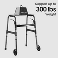 thumbnail image 6 of MaxKare Folding Walker with Wheels, 30.5"-37.5" Adjustable Height, 300lbs Weight Capacity, Lightweight for Senior, Gunmetal Grey, 6 of 11