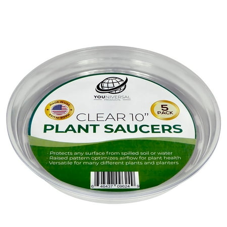 YOUniversal Products Clear Plant Saucers - Excellent For Indoor & Outdoor Plants