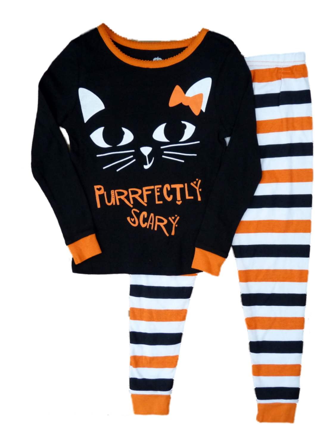 Happy Halloween Toddler Girls Striped Purrfectly Scary Kitty Cat