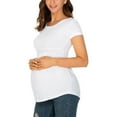 thumbnail image 4 of Women's Maternity Tops Tunic T-Shirt Pregnancy Clothes Ladies Fashion Solid Color Print Short Sleeve Pregnant Woman Casual Clothe Top, 4 of 5