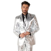 OppoSuits Mens Suits Shiny Silver - US 48 Silver