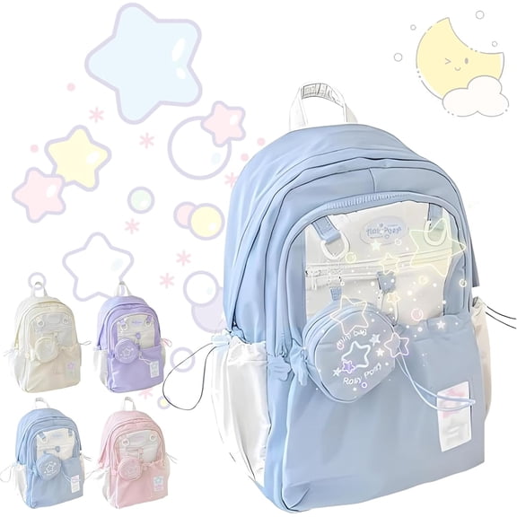 rosy posy backpack， Cream Star Drawstring Backpack, Large Capacity, Durable Waterproof。