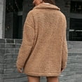 thumbnail image 4 of IROINNID Women's Short Shearing Coat Notch Lapel Solid Color Long Sleeve Warm Coat Jacket Winter Outerwear, Khaki, 4 of 7