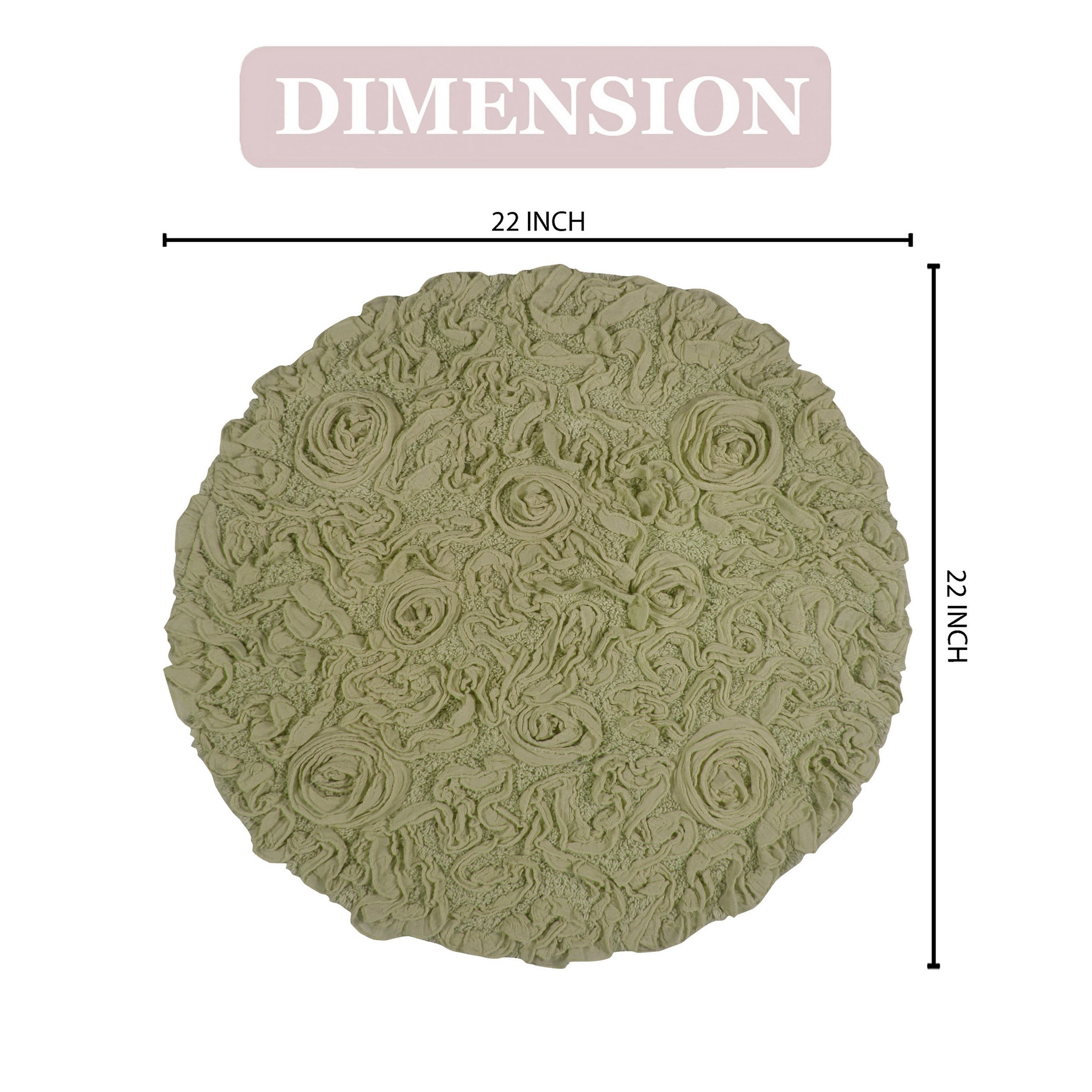 Home Weavers Modesto Collection 100% Cotton Tufted Round Bath Rugs, Extra Soft and Absorbent Bath Rugs, Non-Slip Round Bath Mats, Machine Washable, Round Bath Mats for Bathroom, 22" Round, Green