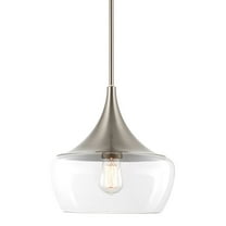 Kira Home Ava 13" Schoolhouse Pendant Light with Wine Glass Style Shade, Adjustable Hanging Height, Brushed Nickel