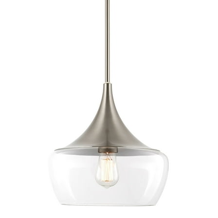 Kira Home Ava 13" Schoolhouse Pendant Light with Wine Glass Style Shade, Adjustable Hanging Height, Brushed Nickel
